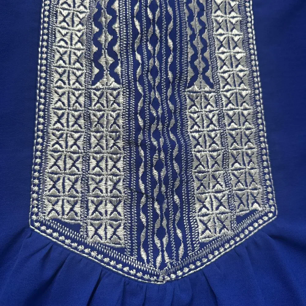 Boho Embroidered Blue Tunic Top 2XL | Festival Peasant Blouse Cottagecore - Picture 6 of 13